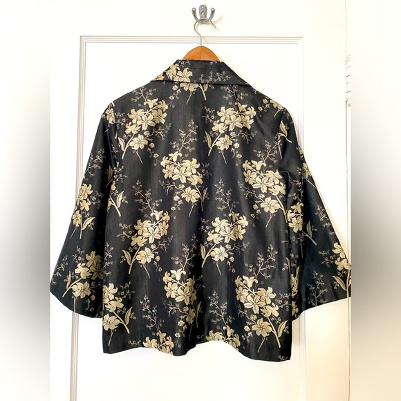 EUC Tommy Bahama Asian embroidered silk cape waist coat Hawaii light jacket M - Picture 2 of 8